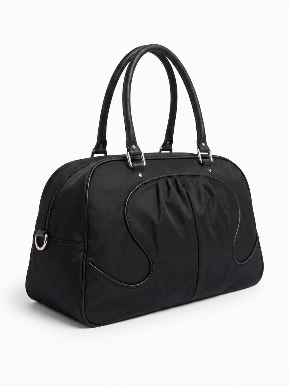 Lululemon Black Gym/Travel Bag – Pink Interior, Multi‑Pocket Organizer
